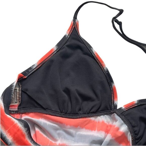Converse Orange/Gray Stripe Tie Around Neck Tankini Top Sz L - Picture 5 of 11